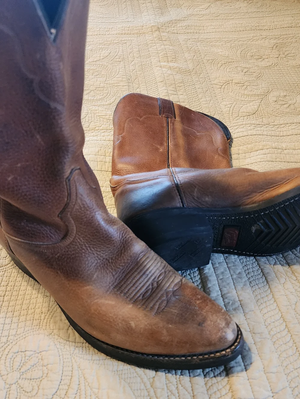 Tony Lama Brown Leather Pull-On Western Boots